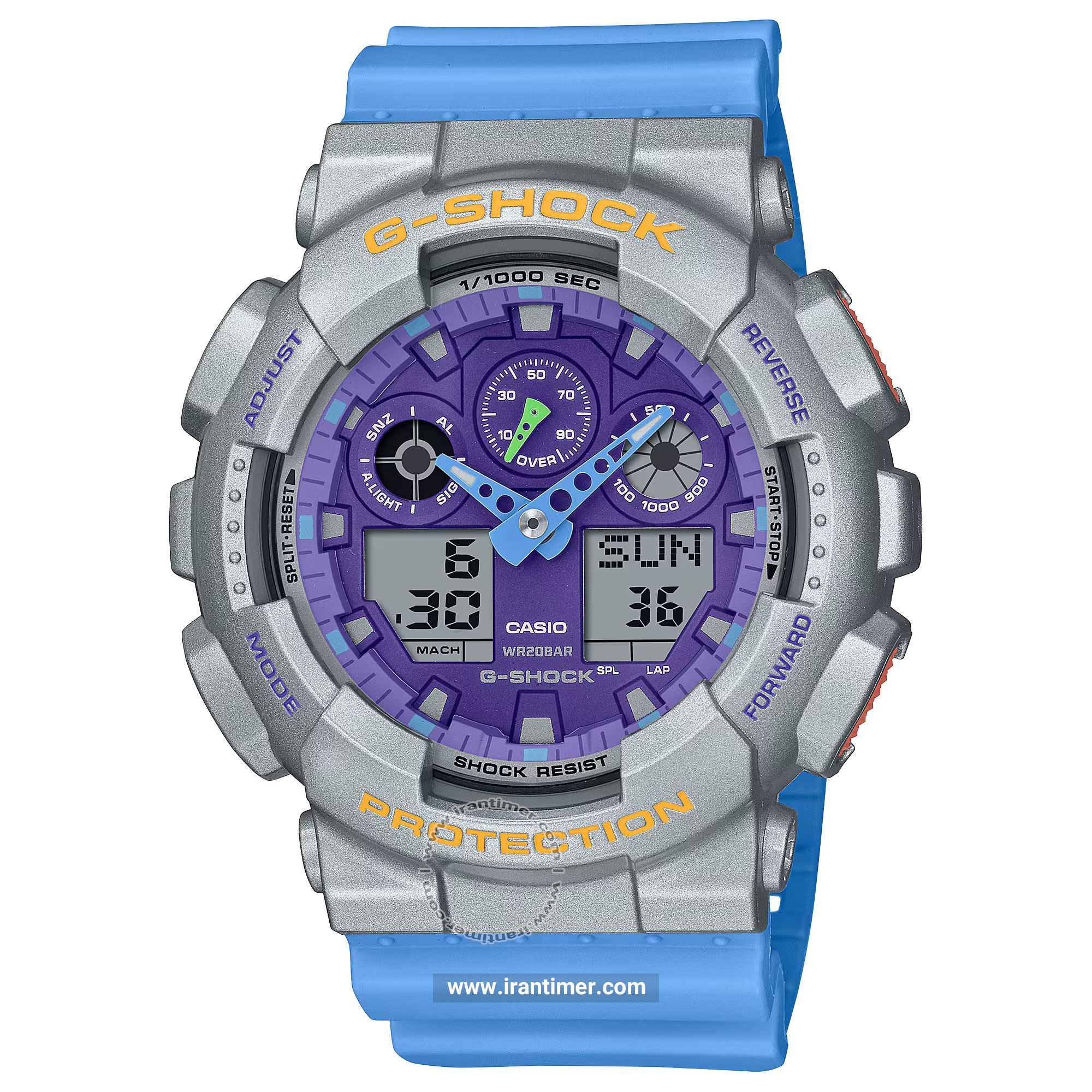 قیمت و خرید ساعت مچی مردانه کاسیو (CASIO) جی شاک مدل GA-100EU-8A2DR اسپرت | اورجینال و اصلی